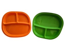 RE-PLAY Toddler Kids Divided 3 Section Plate BPA Free Made In USA Lot Of 2