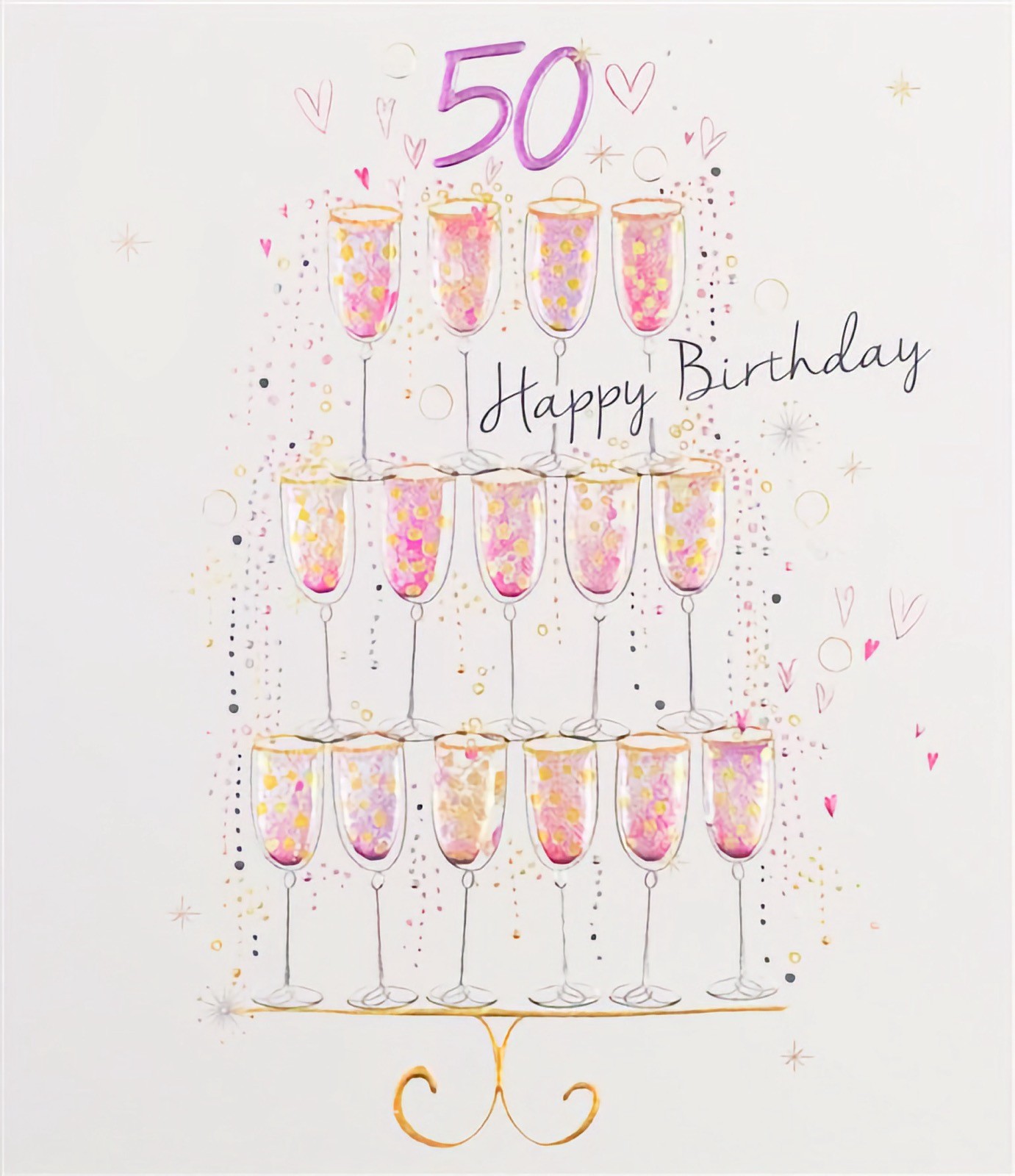 50th Birthday Premium Card Champagne Open Female Mum Nan Daughter Sister Friend