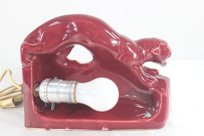 Vintage Mid Century Modern Red Maroon Panther TV Lamp Planter MCM