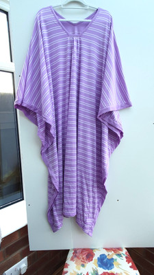 Carole Hochman Kaftan gestreift V-Ausschnitt Kaftan QVC Lavendel Neu Größe Small