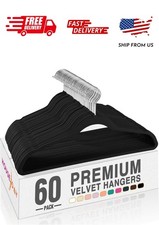 HOUSE DAY Black Velvet Hangers 60 Pack, Premium Clothes Hangers Non-Slip Felt Ha