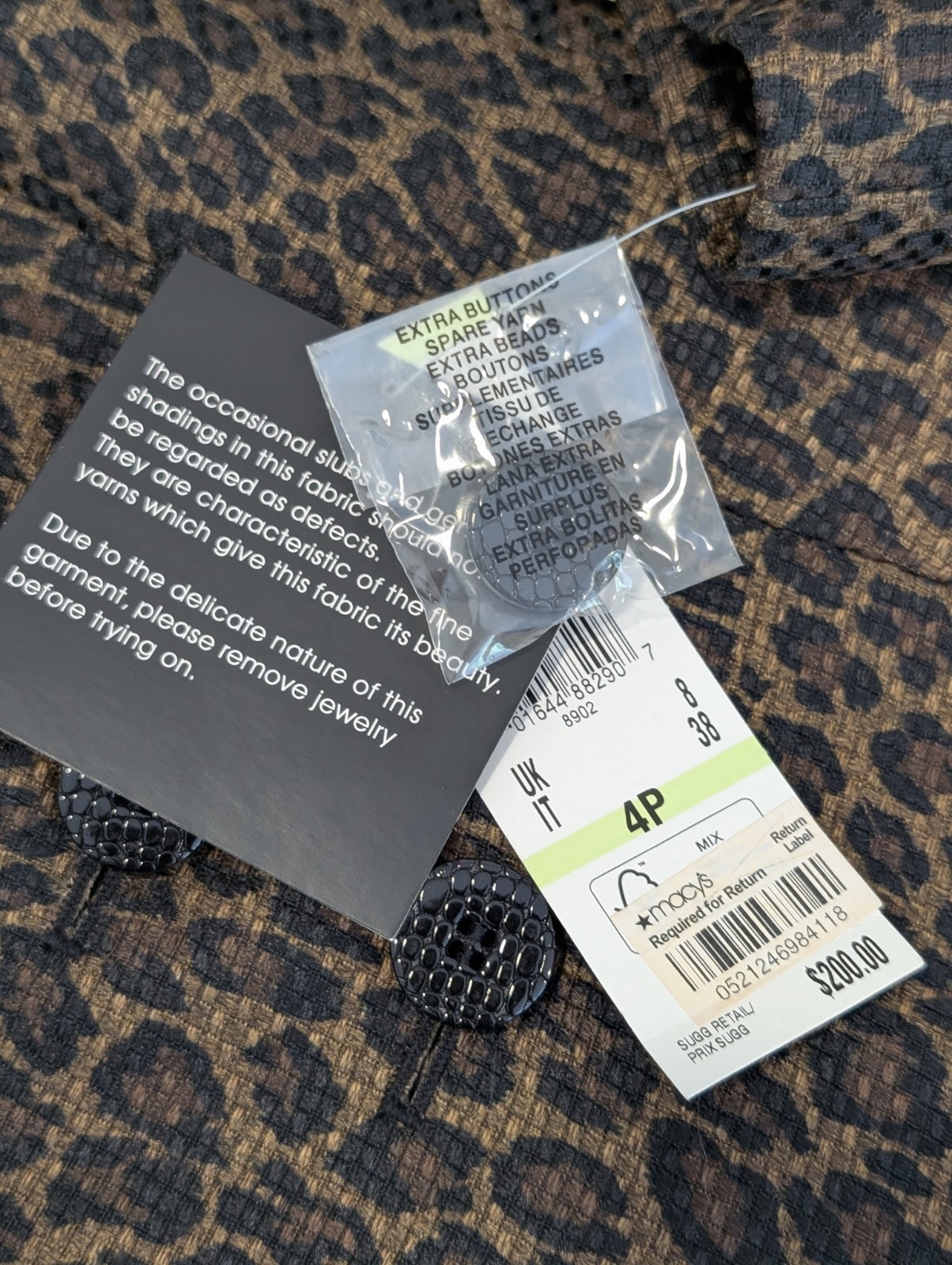 LE SUIT Womens BLACK BRONZE 2PC ANIMAL PRINT SKIRT SUIT SZ 4P Lined NWT