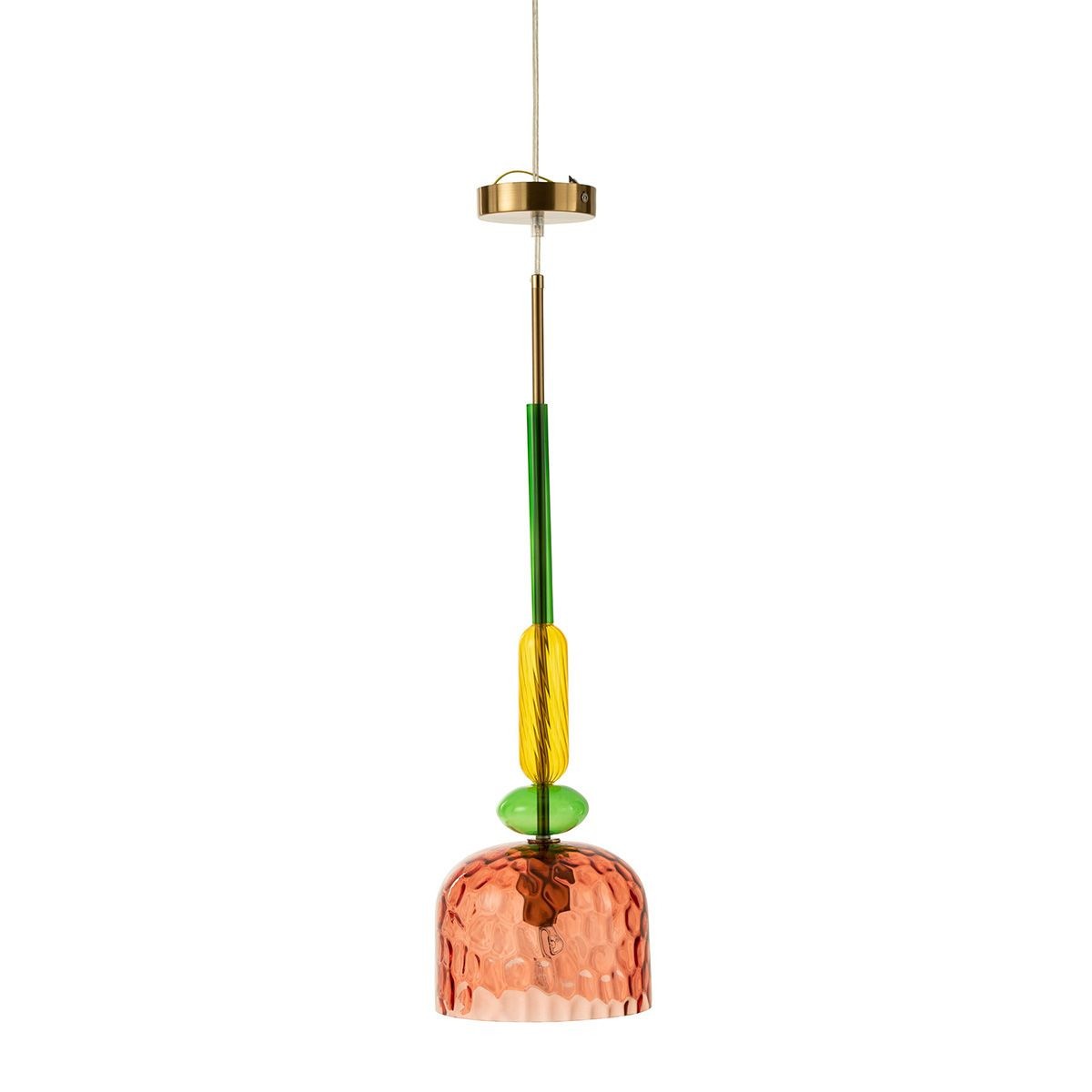 Suspension en verre rouge Fiona 160cm idéale au-dessus de la table