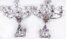 Tiffany Chrysanthemum Candelabra 11192 Rare 9-Light American Sterling Silver