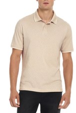 NWOT Ted Baker Men's Size XXL Beige Polo Shirt Cotton Textured Short Sleeve