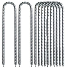 8pcs Tent Stakes U Shaped Ground Pegs Steel Anchors for Camping and Fences