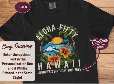 Aloha Fifty Retro Beach Surf 50th Birthday Anniversary Comfort Tee