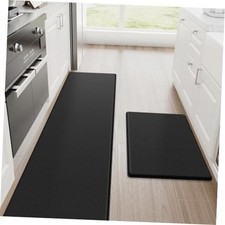Kitchen Mats for Floor, 2-Piece Anti-Fatigue Kitchen Rugs, Black 17.3" x