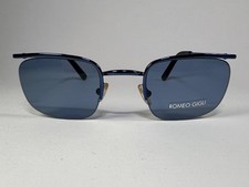 NOS Romeo Gigli RG221/S Vintage Italian Sunglasses Blue Metal Frame Blue Lenses