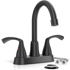 Phiestina Matte Black 4 Inch 2/3 Hole Brushed Nickel Bathroom Sink Faucet