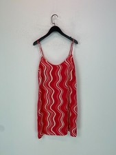 New Look Red White Ripple Print Cami Top Scoop Neck Sleeveless Strappy UK 12 NEW