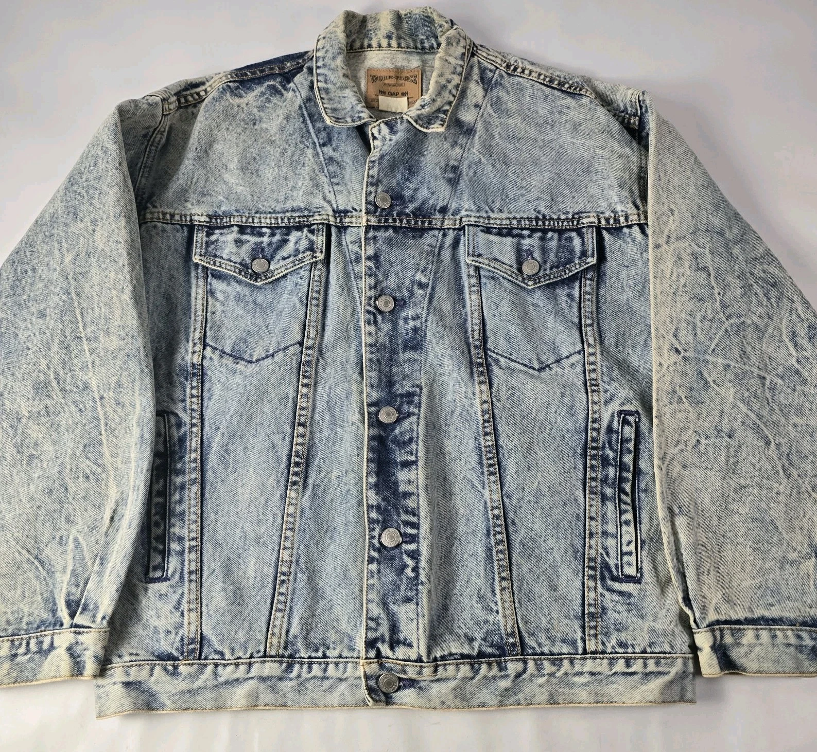 Vintage Gap Denim Jacket Mens Blue Medium Acid Wash Trucker Button Up Rare