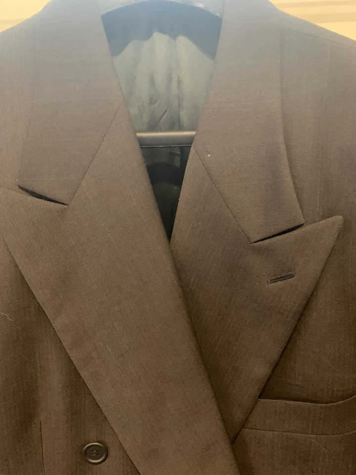 Armani De Colección Hombre 42 Traje Chaqueta Abrigo Deportivo Blazer Doble Pecho Gris Lana De Colección Q Foto 3 de 4