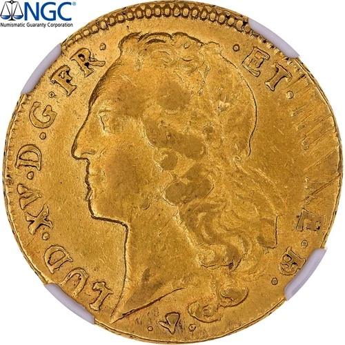 France, Louis XV, double louis d'or de Béarn au bandeau, 1760/59, Pau, Or, NGC