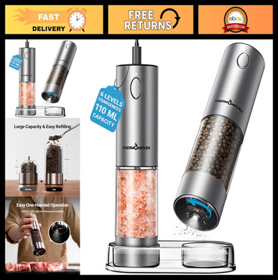 ThermoMaven Electric Salt and Pepper Grinder Set, Rechargeable, LED Light