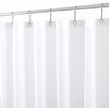 White Fabric Shower Curtain Liner Water Resistant 72x72 Inch Weighted Bottom