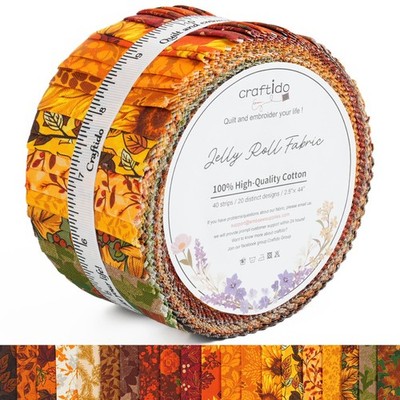Craftido-18 Options-100% Cotton Jelly Roll Fabric Precut Strips Fall Arrival 