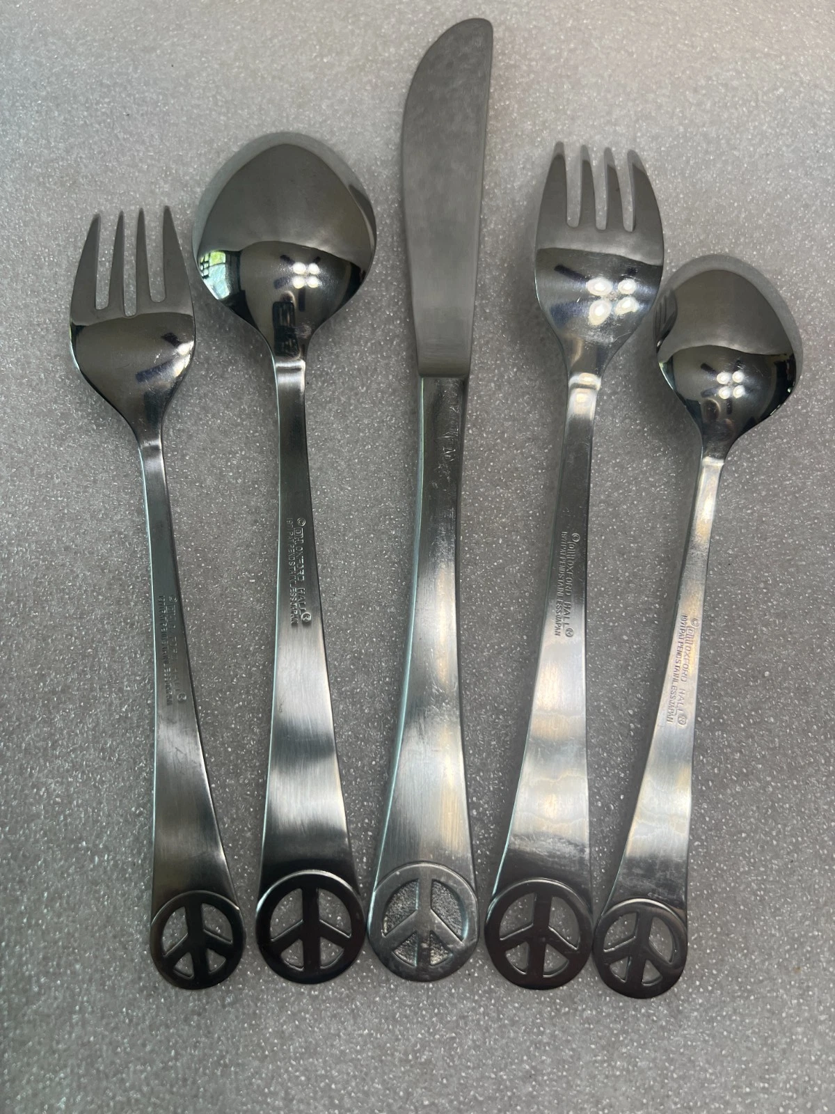 Oxford Hall Peace Sign 49 pc's Flatware Set Japan Rare 70s - Picture 7 of 18