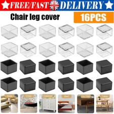 16x Square/Rectagle Silicone Chair Leg Caps Table Cover Feet Pad Floor Protector