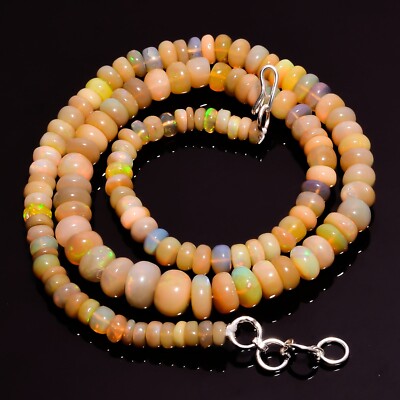 Natural Brown Ethiopian Opal Gemstone Rondelle Beads 4X3 9X5 mm Necklace 17.5''