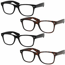 4 Pairs Deluxe Reading Glasses - Standard Fit Spring Hinge Readers