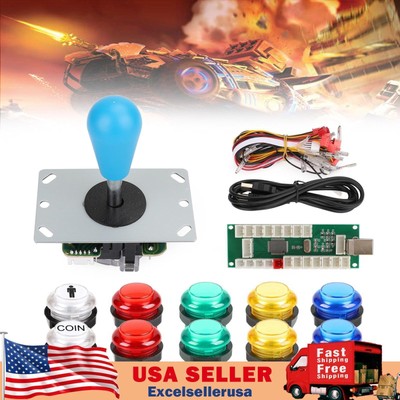 Arcade 1 Player DIY Kit 5V LED Light Buttons Fit for PC Games Raspberry pi 2 3 E