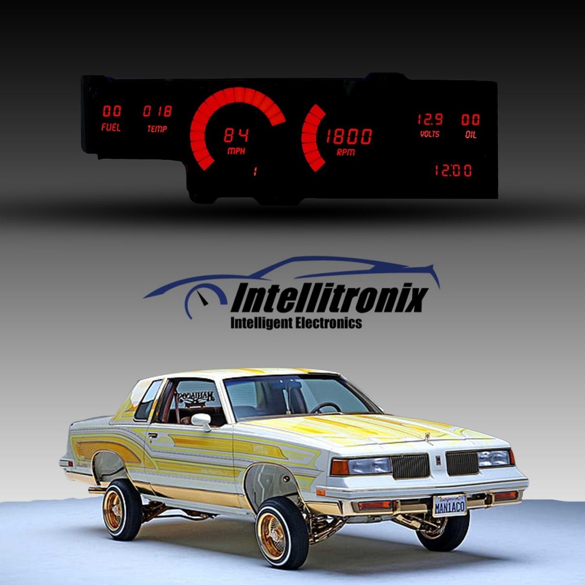 1978-1988 Oldsmobile Cutlass White LED Digital Gauges + GPS Speed