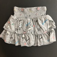 Justice Grey Tiered Puppuccino Pull On Skirt US Girls Size 6/7