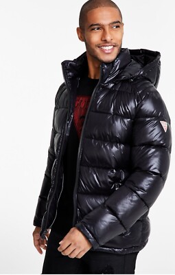 GUESS MENS HOODED PUFFER JACKET BRAND NEW