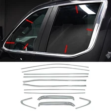 12pcs Side Door Molding Trim Skirt Garnish Chrome For 20-24 Chevy Silverado 1500