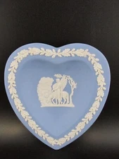 Wedgwood Heart Shaped Trinket Dish Blue Jasperware Winged Horse VTG 1960's