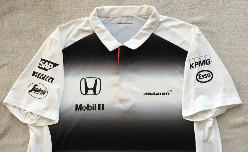 Honda McLaren Jenson Button Racing F1 Formula 1 One mens Polo Shirt size L - Image 2 of 4