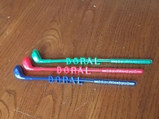 3 Vtg Swizzle Stick Stirrers Doral Country Club Golf Green Red Blue Driver Woods