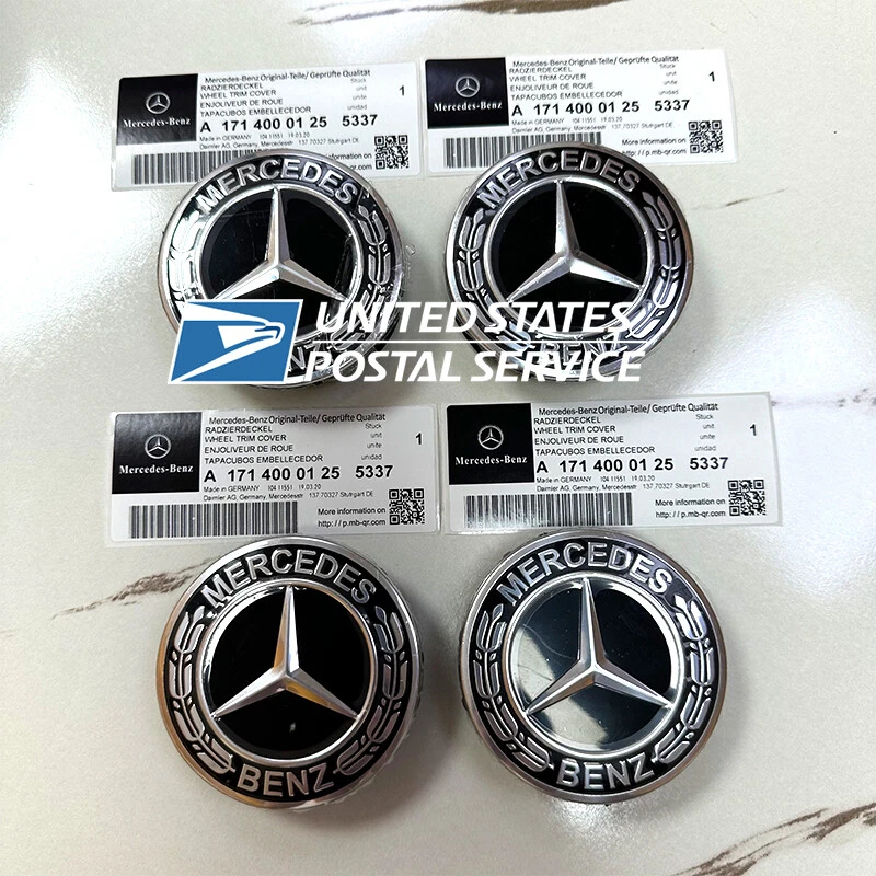 4x Tapacubos centrales de aleación originales NEGROS Mercedes Benz 75 mm A 171 400 01 25 5337 Foto 3 de 4