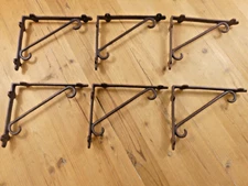 6 PCS CAST IRON SHELF BRACKETS CORNER BRACE CORBELS PLANT HOOKS LARGE RUSTIC
