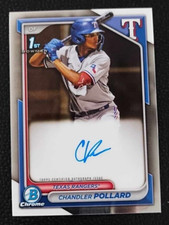 2024 Bowman Chandler Pollard Chrome On Card Auto 1ST Rookie RANGERS #CPA-CP