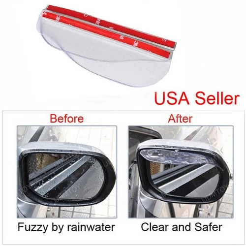 2x Clear Rear View Side Mirror Flexible Sun Visor Shade Rain Shield Water Guard