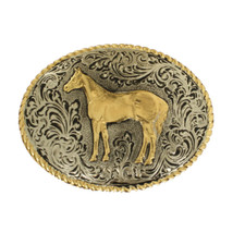 Nocona Mens Quarter Horse Oval Belt Buckle 37404