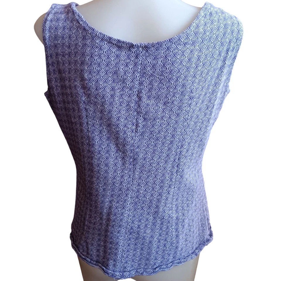 Camiseta sin mangas estampada vintage de los años 70 para mujer grande hecha a mano geométrica tejida elástica   Foto 4 de 4