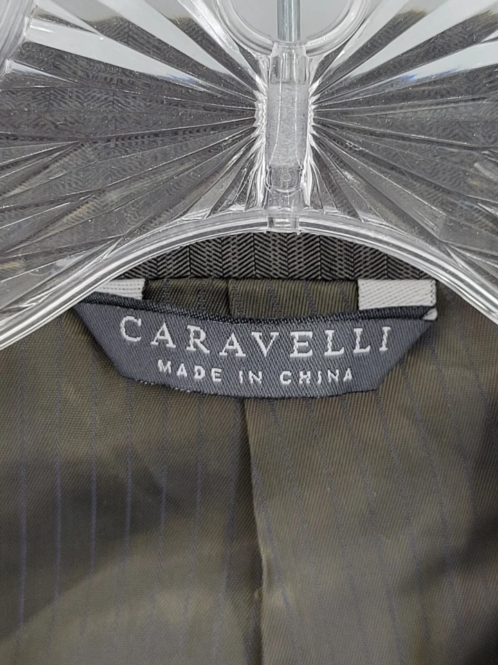 Caravelli Italia Traje Deportivo Abrigo Blazer Hombre 38 Marrón Rayas Dos Botones Italia Foto 3 de 4