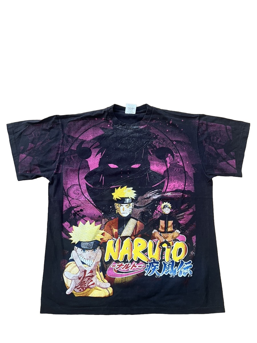 Naruto Sasuke Abandon Vintage T-Shirt ナルト Tシャツ Vtg 90s Naruto Sasuke Anime All Over Print Bootleg Tshirt