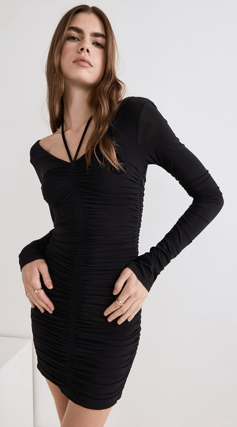 chinese dress ladies Black Glitter One Shoulder Ruched Bodycon Dress – Pretty In Pink Boutique,  LLC main image 0