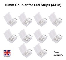 LED Strip Connector 10mm 4-pin Solderless Clip On For 5050/3528 RGB Strip