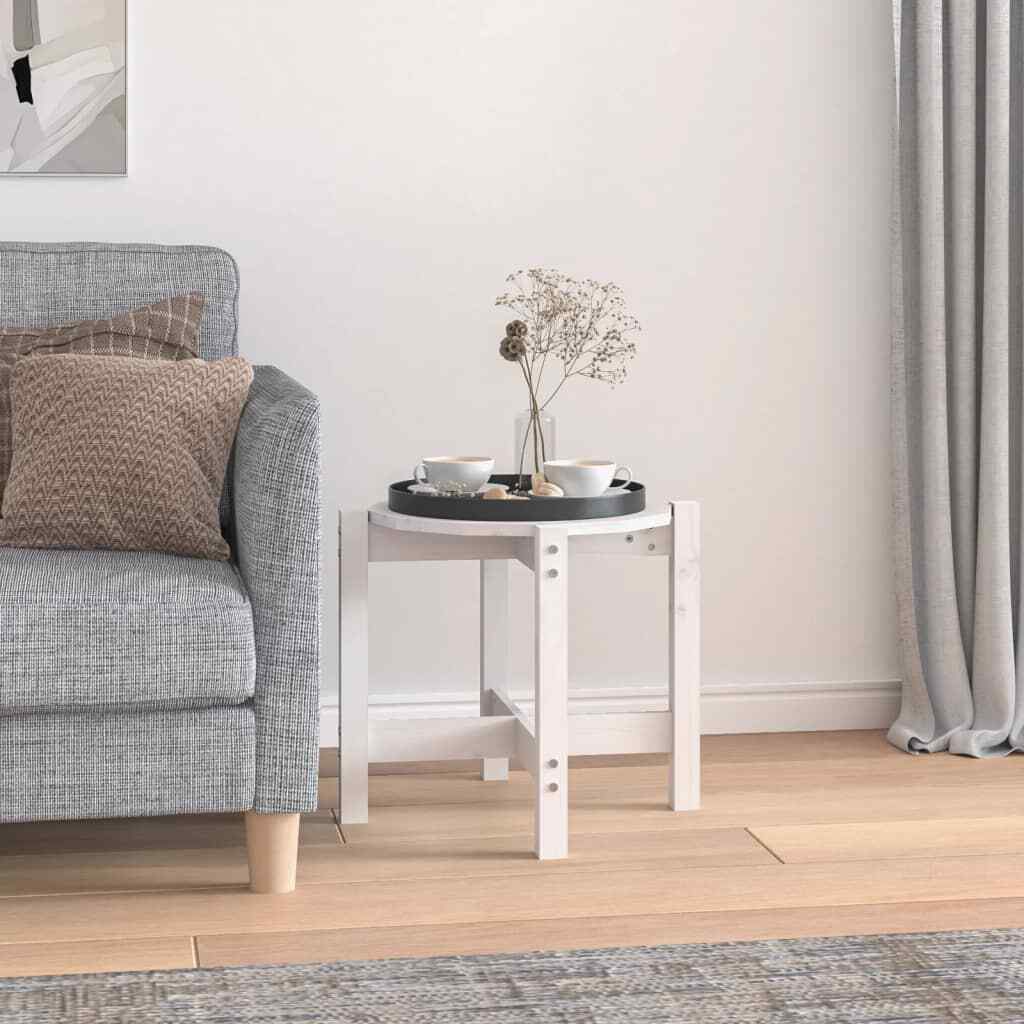 vidaXL Coffee Table White 脴 52.5x45 cm Solid Wood Pine
