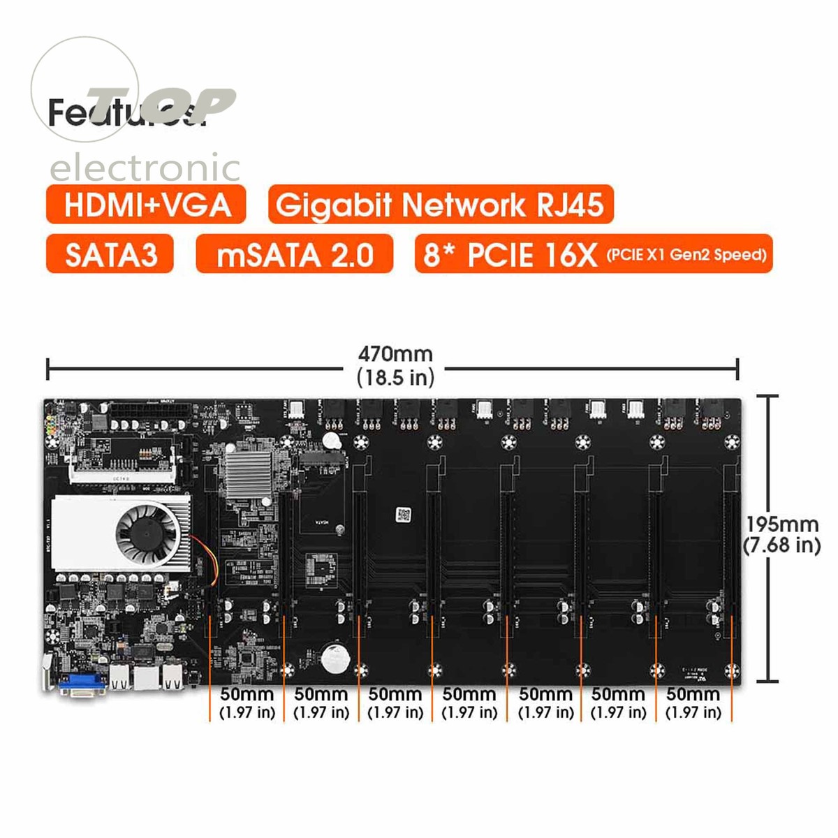 BTC-37 Machine minière Board Mère 8 Slots pour cartes graphiques DDR3