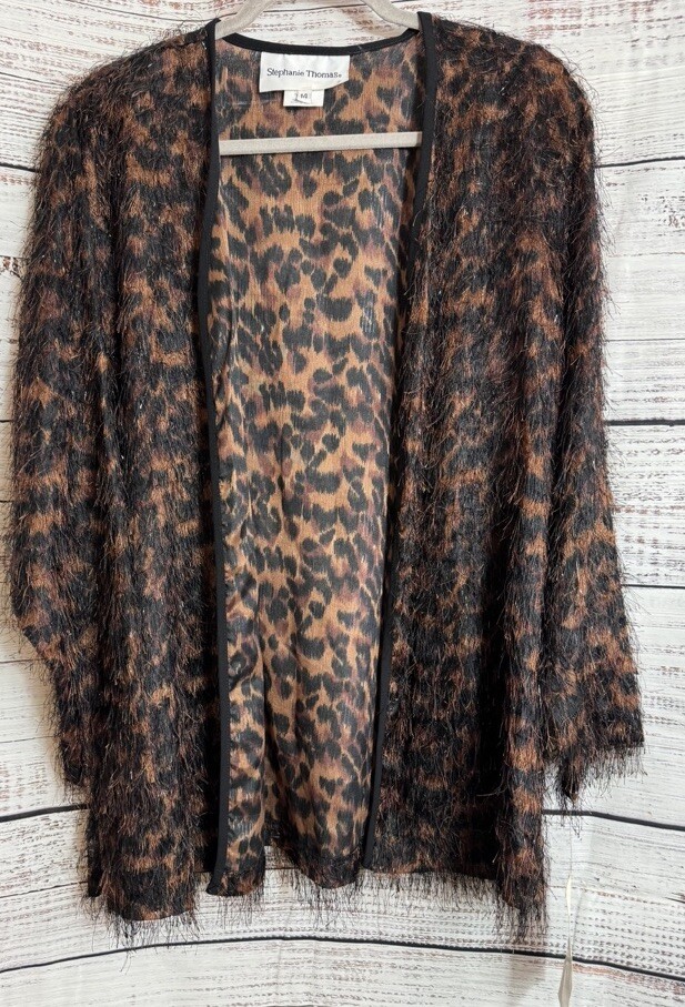 Vintage Stephanie Thomas cardigan Womens sz 14 Animal print