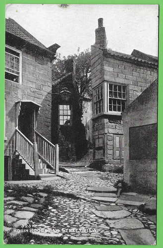 Unbespielte Karte, vor 1919. Eine Straßenansicht in Robin Hood Bay, Yorkshire