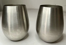 FINEDINE STAINLESS STEEL SHATTER PROOF WINE GLASSES SET OF 2 - 18oz