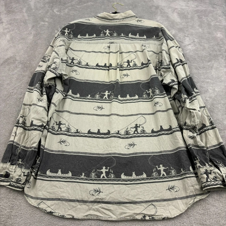 Camisa True Grit Abotonada Para Hombres XL Multicolor Rayas Pesca AOP Suroeste Foto 2 de 4