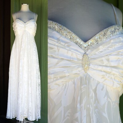 Galina Ivory Empire Waist Beaded Wedding Dress Size 12 David s Bridal